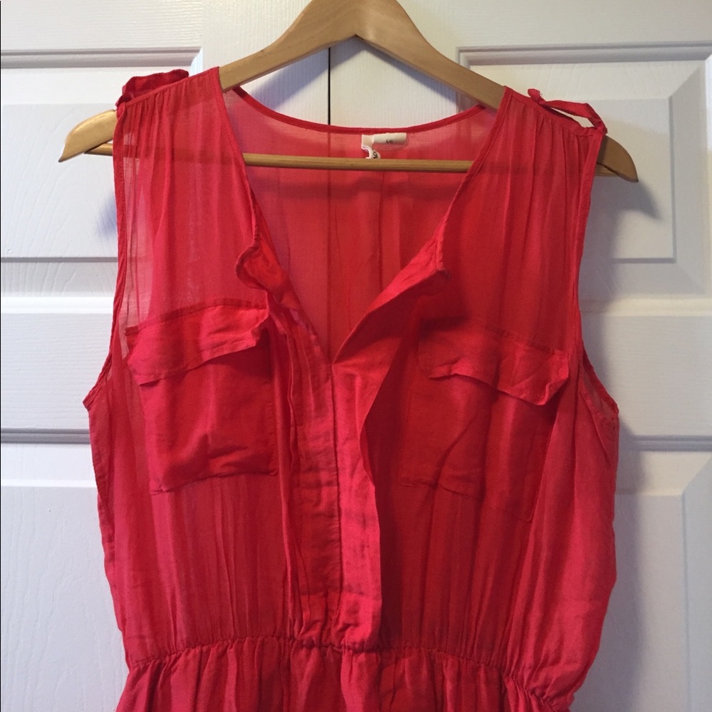 Fitted Red-Orange Summer Dress - Picture 2 of 6