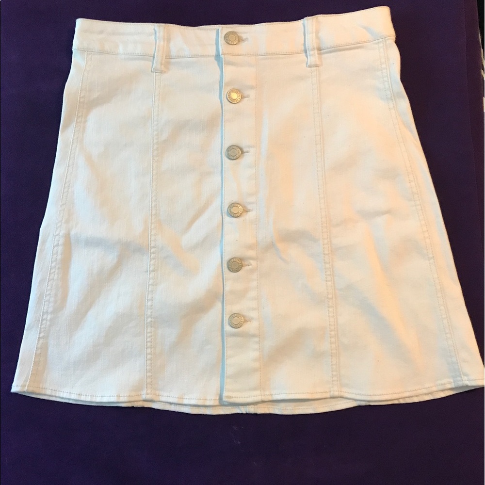 White denim button down skirt