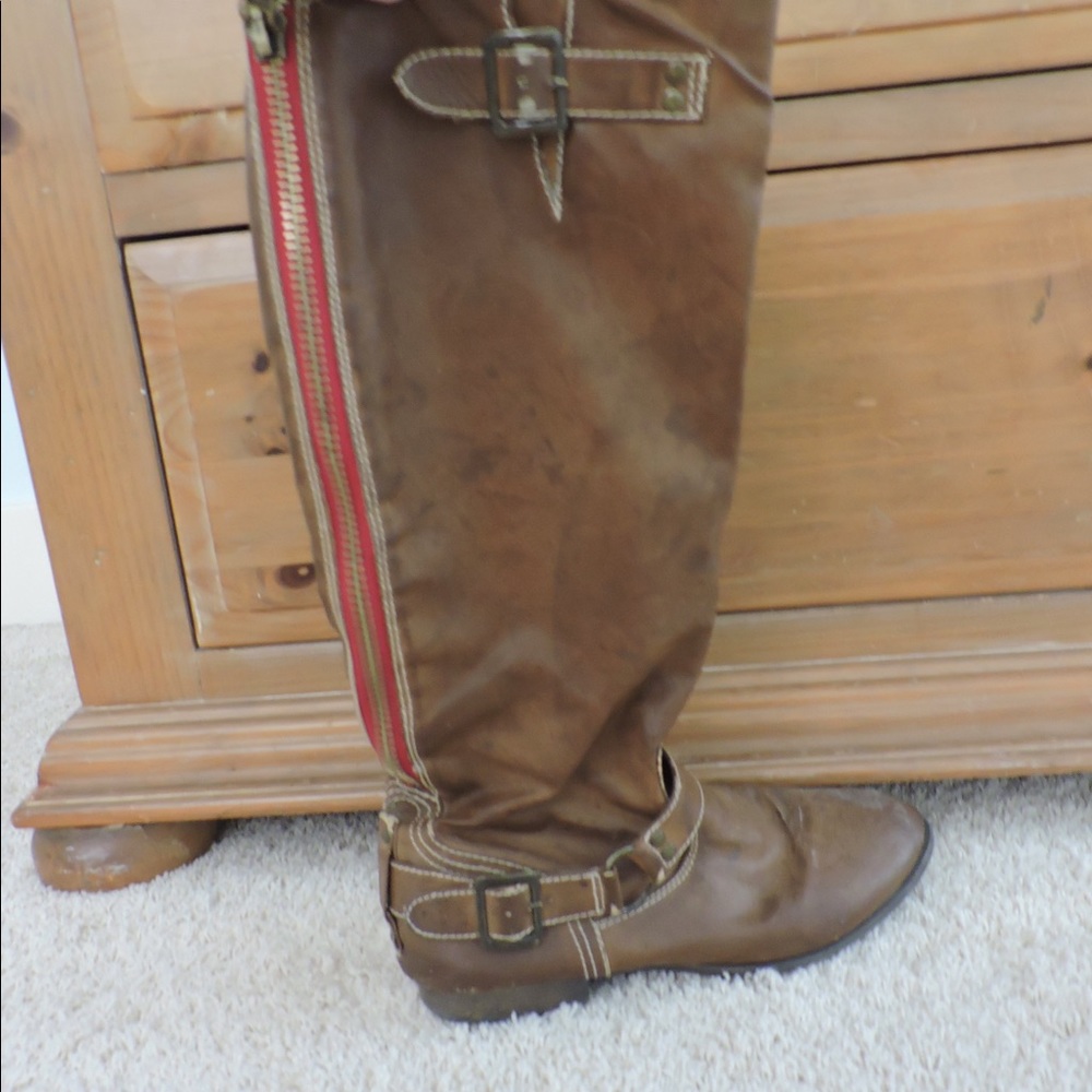 Tan knee height boots!