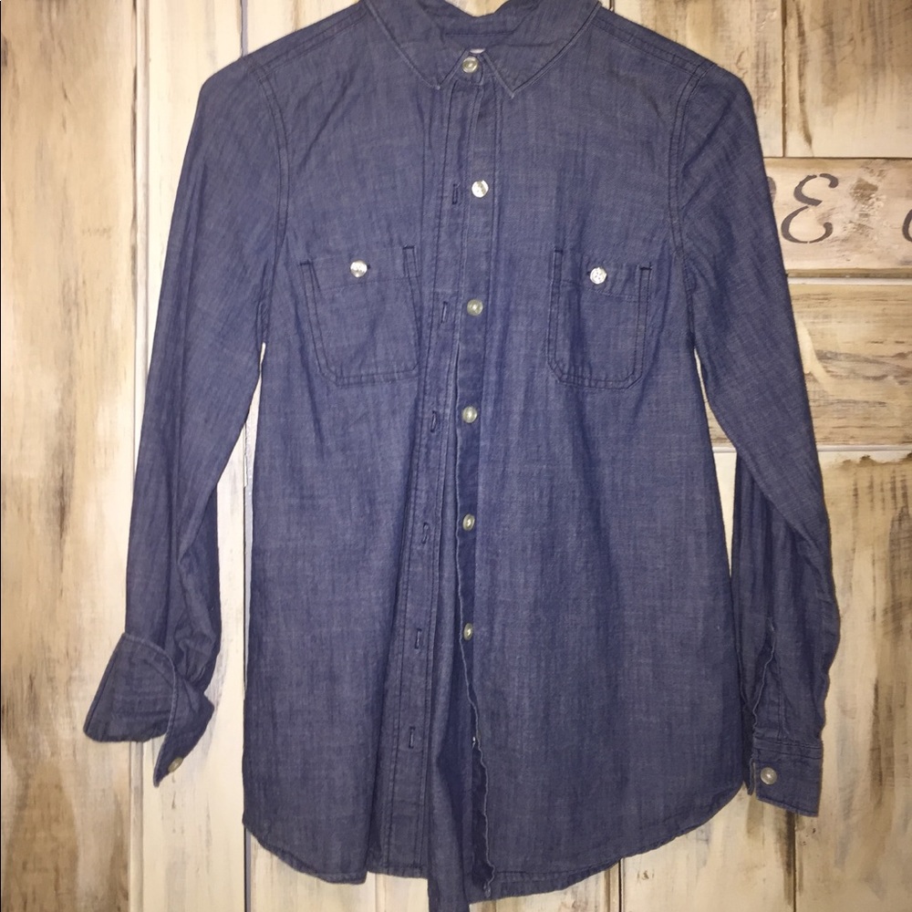 jean button down top