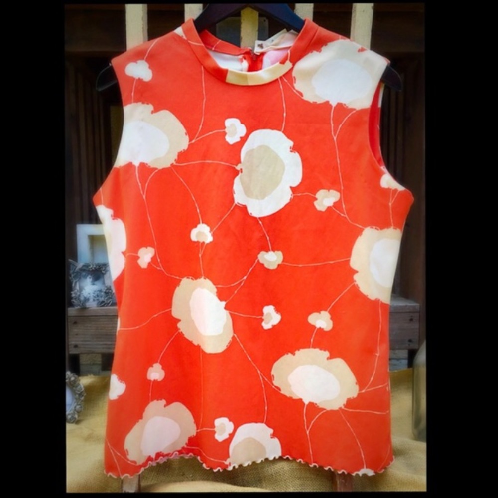 HANDMADE Vintage Floral Zip-Up Floral Sleeveless