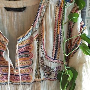 Boho tunic/dress w/ colored embroidery & beading