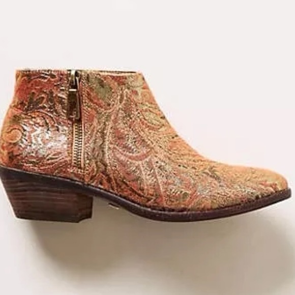 Anthropologie Festival Flat Bootie Orange Gold 6.5 - Picture 4 of 8