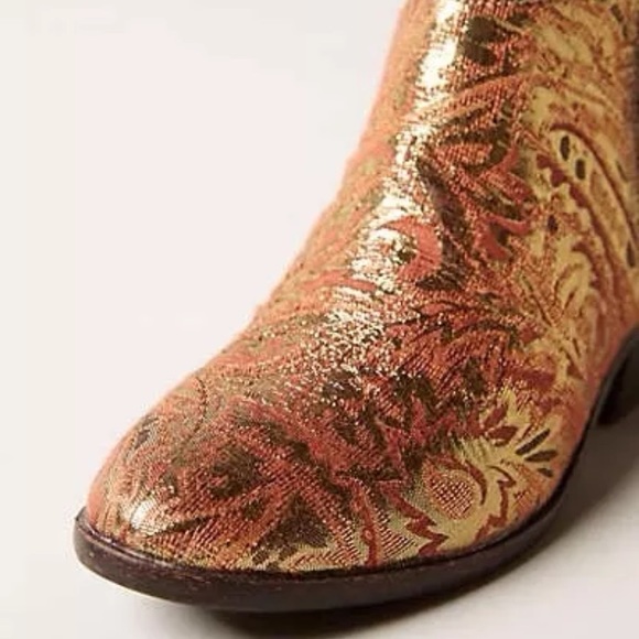 Anthropologie Festival Flat Bootie Orange Gold 6.5 - Picture 5 of 8