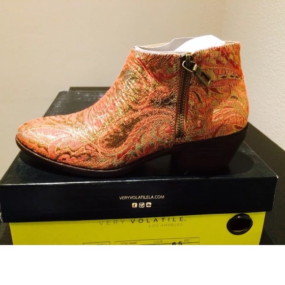 Anthropologie Festival Flat Bootie Orange Gold 6.5 - Picture 6 of 8