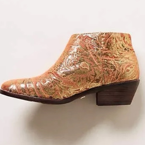 Anthropologie Festival Flat Bootie Orange Gold 6.5 - Picture 8 of 8