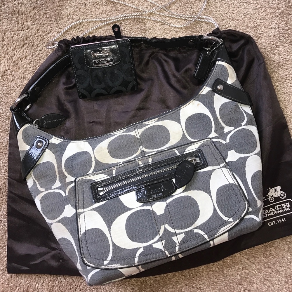 Coach signature Collection Handbag Gray/white
