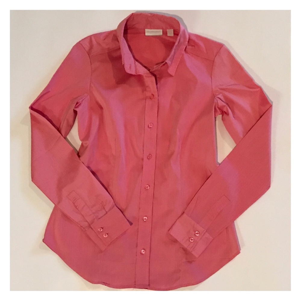 New York & Company Pink Stretch Shirt - Popover