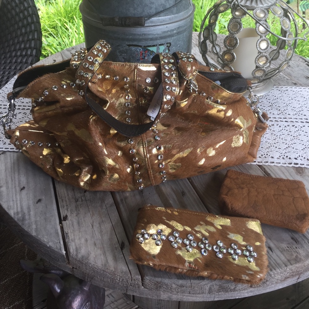 Raviani gold acid wash super bling shoulder bag