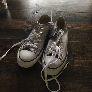 Never worn silver Converse AllStars
