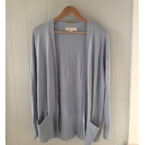 Michael Kors Sweaters - EUC Michael Kors Light Blue Cardigan, zipper cuffs