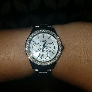 Fossil Watch - Silver with Crystal Bezel