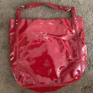 Red patent shoulder bag Designer Sigrid Olsen