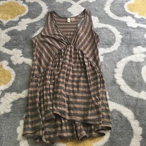 Striped ruffle a line shirt