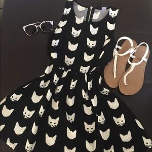 HM Black and White Cat Dress Size Small