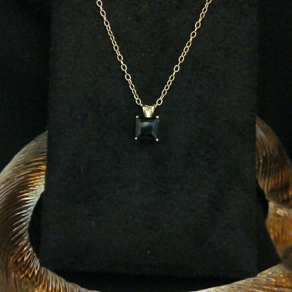 Gold over sterling black onyx necklace