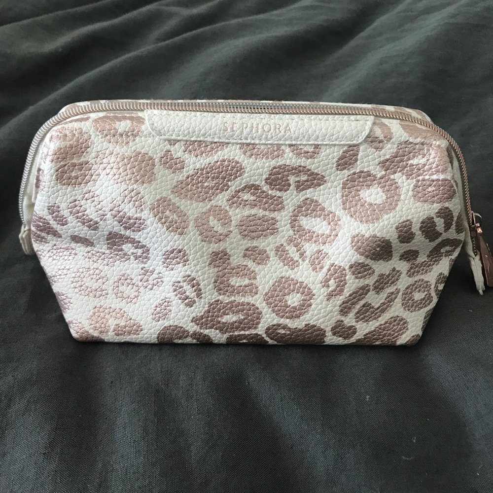 Sephora Rose Gold Leopard Makeup Bag