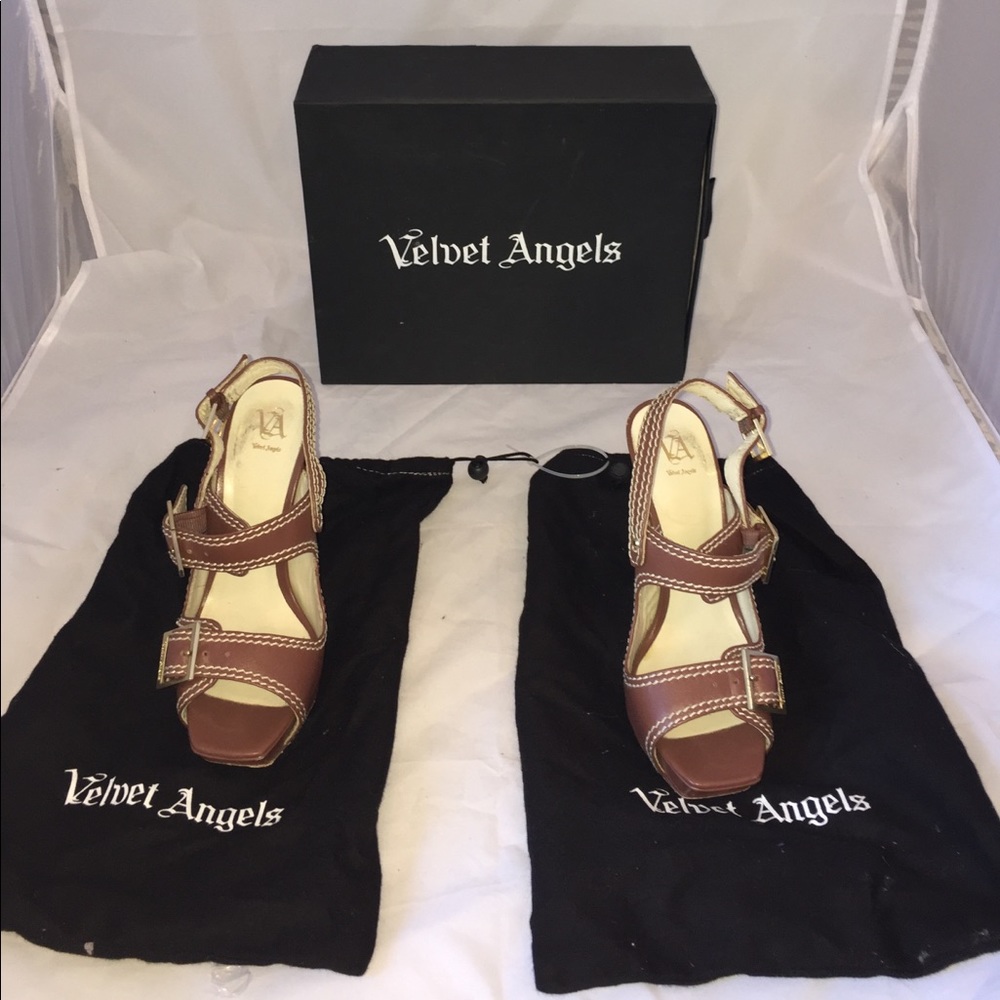 Brown Leather "Charlatan" Velvet Angels Heels