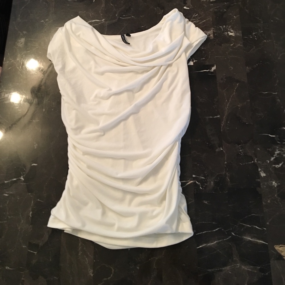 White cowl neck blouse