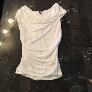 White cowl neck blouse