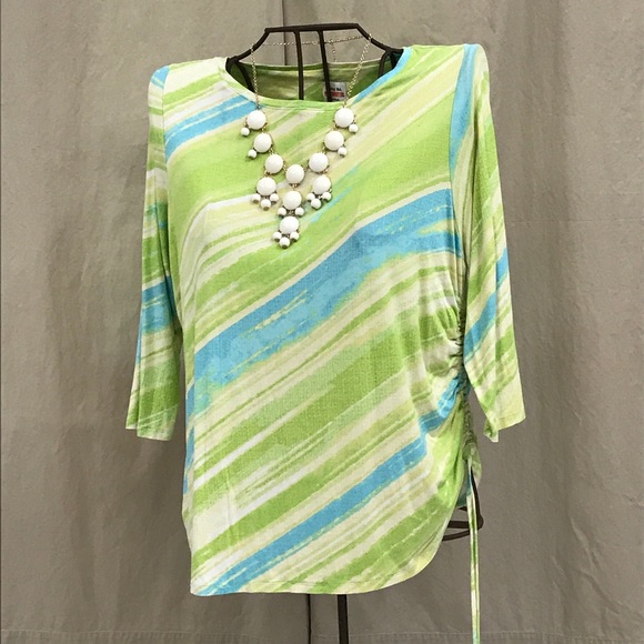 Ruby Rd. Tops - Ruby Rd. lime green & turquoise top