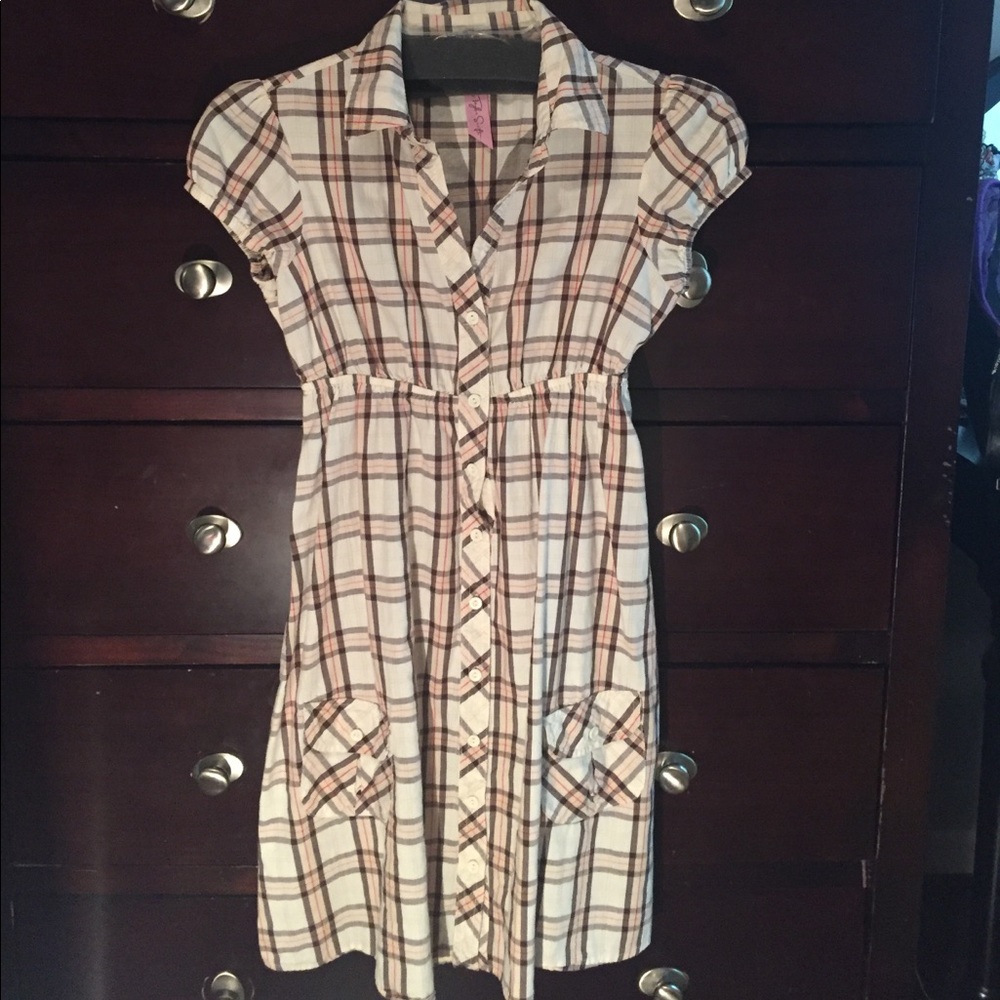 Cute Plaid button up dress