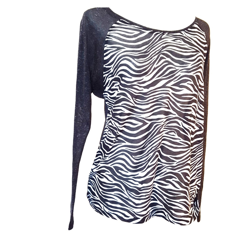 ABS Printed Semi-Sheer Long Sleeve Shirt
