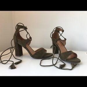 Report block heel lace-up sandals