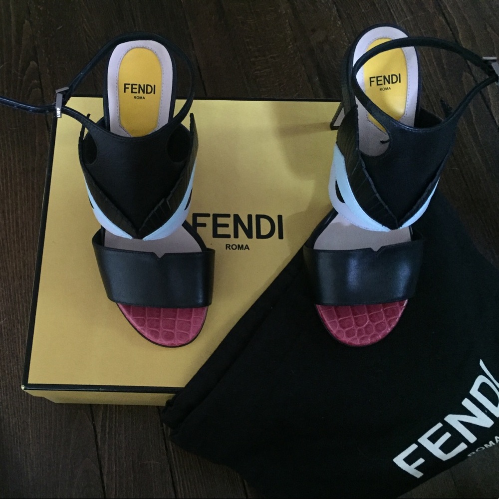 Fendi Bugs Leather & Lizard-Sandals