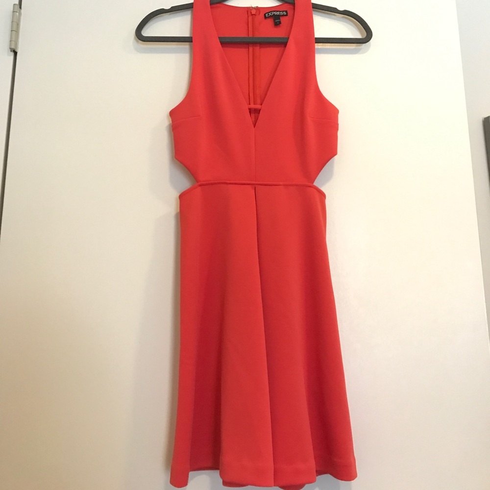 EXPRESS Red Cut Out Flare Dress - SZ 0