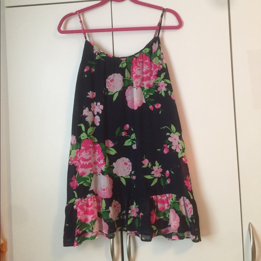 Floral printed navy sheer Abercrombie dress