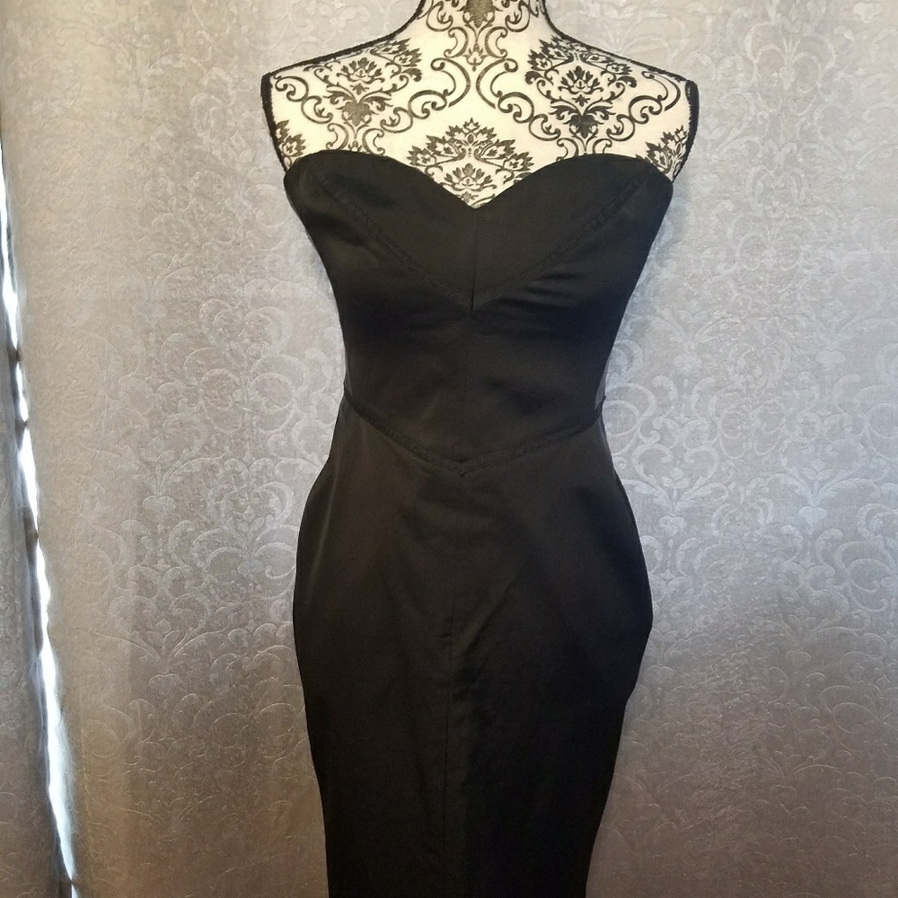 Bebe leather sides strapless dress