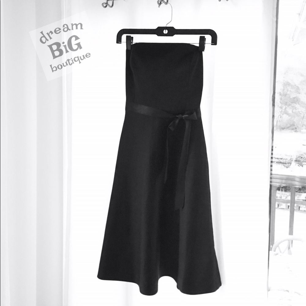 Ann Taylor black dress strapless satin perfect! 8P