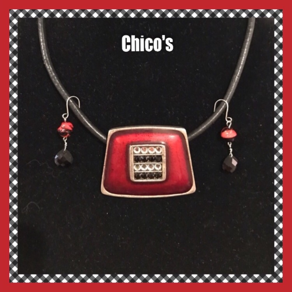 Chico's Fashion Necklace & Pierced Earrings