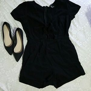Forever 21 Black tie front romper