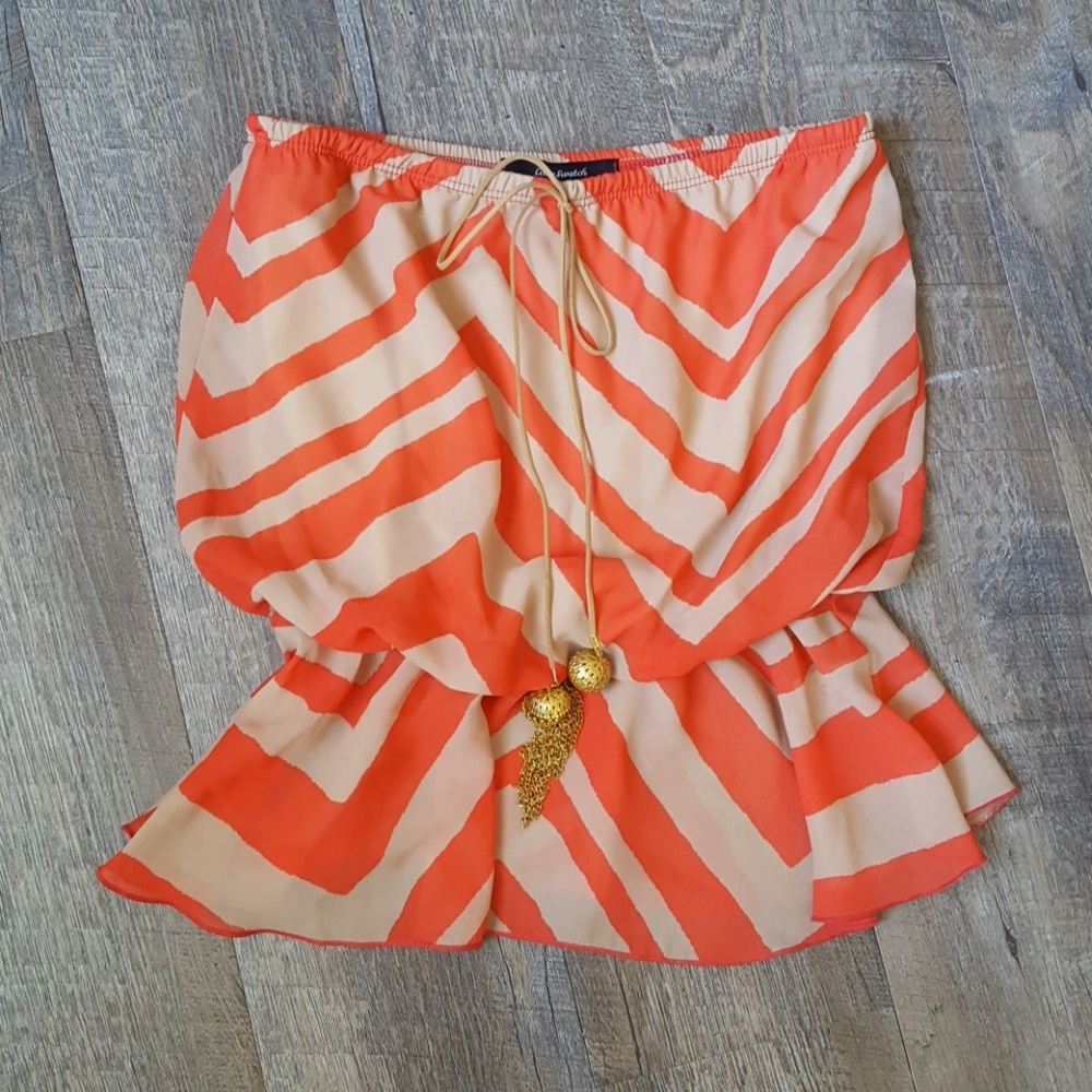 Tan & coral sleeveless crop top small