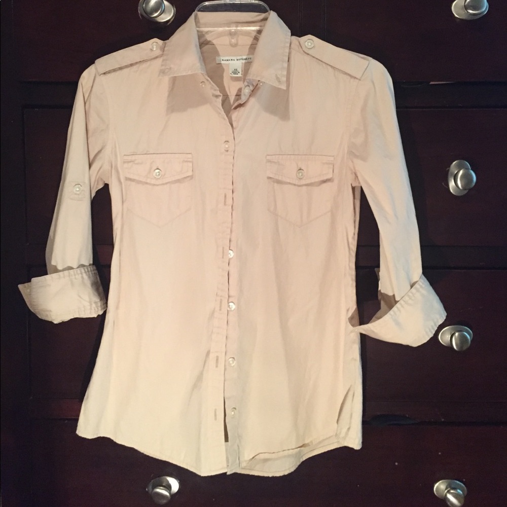 Khaki button down shirt