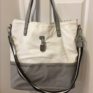 Jessica Simpson white and gray tote bag