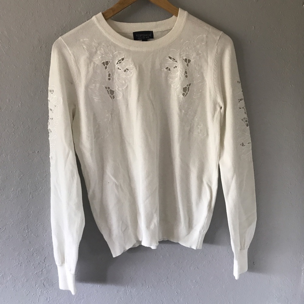 Eyelet embroidered pull on sweater New topshop