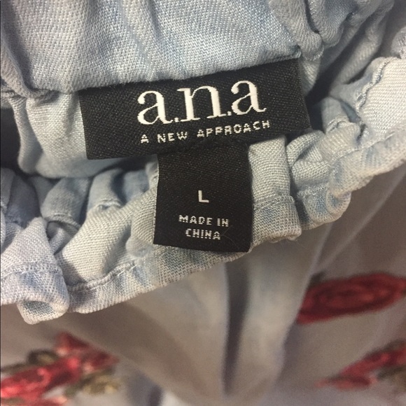 A.N.A. Floral Embroidered Chambray Dress - Picture 5 of 7