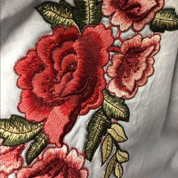 A.N.A. Floral Embroidered Chambray Dress - Picture 6 of 7