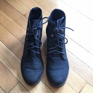 Madden Girl Dark Blue Short Combat Boots