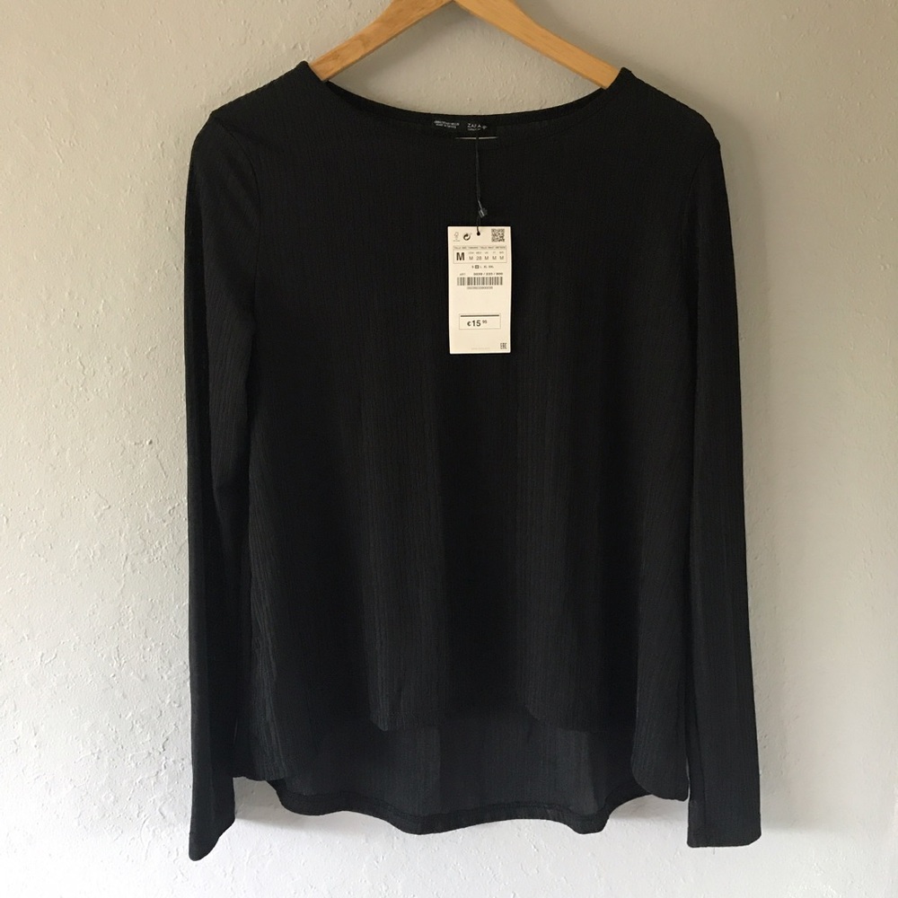 Pleated long sleeve top new Zara