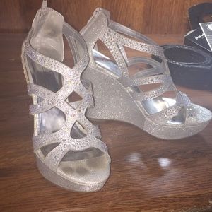 Silver prom heels
