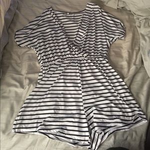 Black and white striped romper