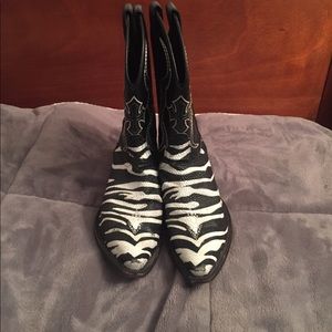 Pair of zebra printed cowgirl boots