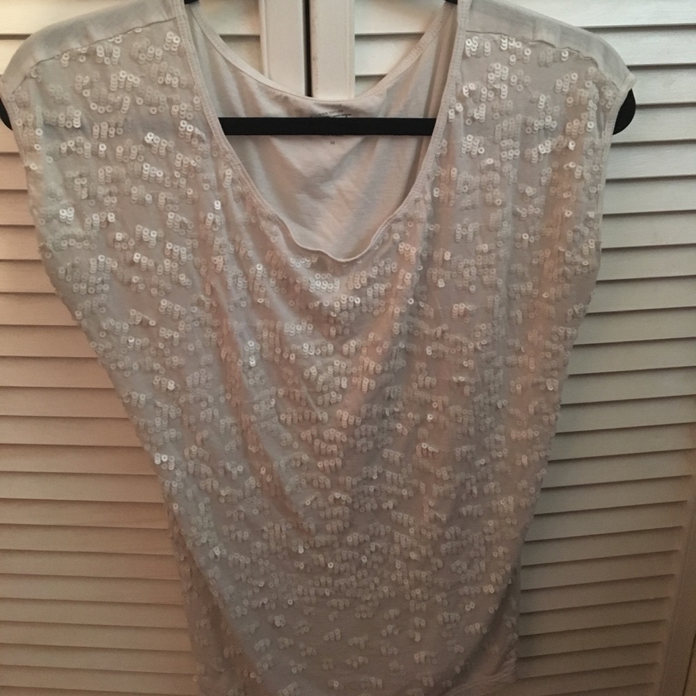White sequins top from Loft