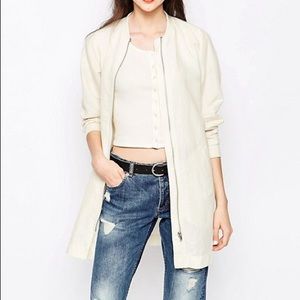 Longline Ivory ASOS Bomber Jacket