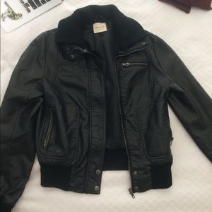 Faux leather UO jacket with sweater detail