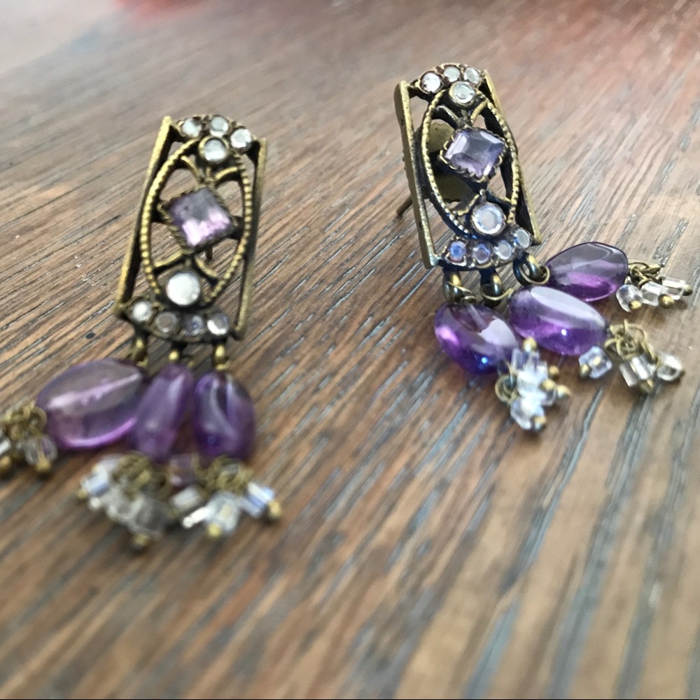 Antique finish purple earrings